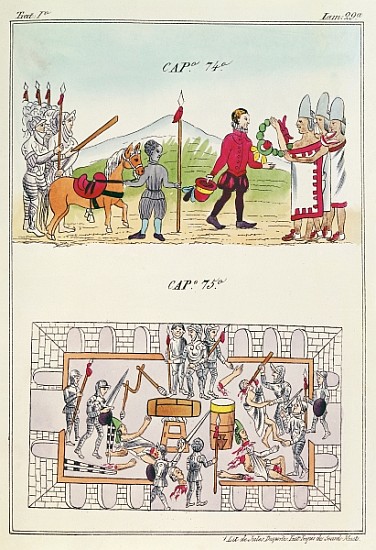 Cap 74 and Cap 75, illustrations from ''Historia de las Indias de Nueva Espana y islas de tierra fir van (after) Diego Duran