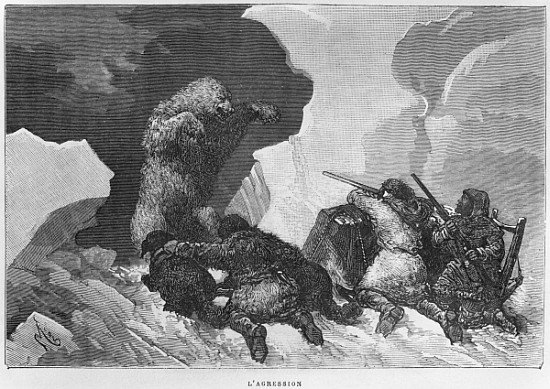 Attack, illustration from ''Expedition du Tegetthoff'' Julius Prayer (1841-1915) van (after) Edouard Riou