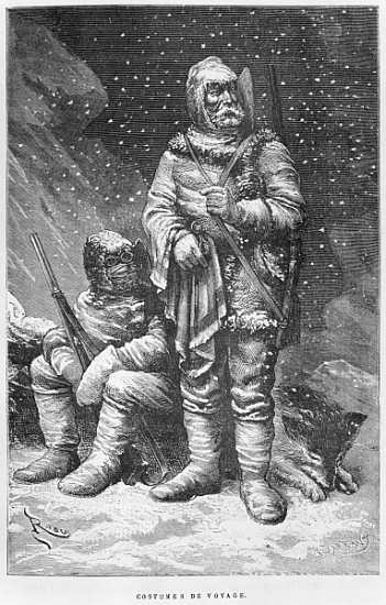 Exploration costumes, illustration from ''Expedition du Tegetthoff'' Julius Prayer (1841-1915) ; eng van (after) Edouard Riou