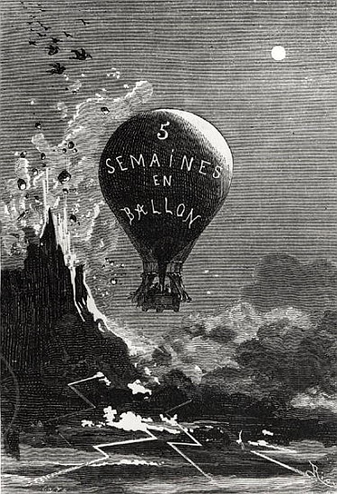 Frontispiece to ''Five Weeks in a Balloon'' Jules Verne (1828-1905) van (after) Edouard Riou