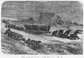 Pulling the sledges through the pack ice, illustration from ''Expedition du Tegetthoff'' Julius Pray