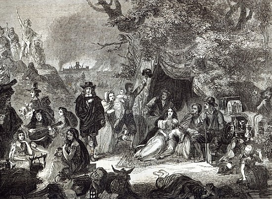 Highgate Fields during the Great Fire of London in 1666 van (after) Edward Matthew Ward