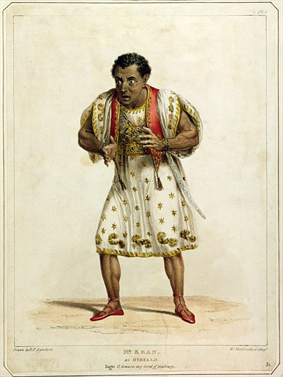 Portrait of Mr Edmund Kean (1787-1833) as Othello; engraved by W. Sheldricks van (after) E.F. Lambert