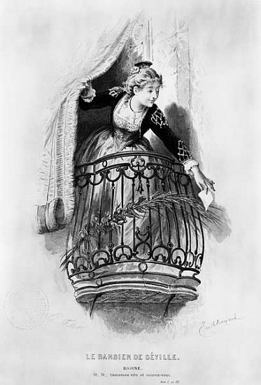 Rosine, illustration from Act I Scene 3 of ''The Barber of Seville'' Pierre Augustin Caron de Beauma van (after) Emile Antoine Bayard