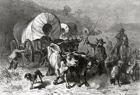 Emigration to the Western Country; engraved by Bobbett van (after) Felix Octavius Carr Darley