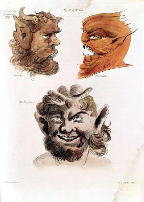 Heads of Evil Demons: Theumis, Asmodeus and The Incubus, illustrations from ''The Magus'', pub. 1801