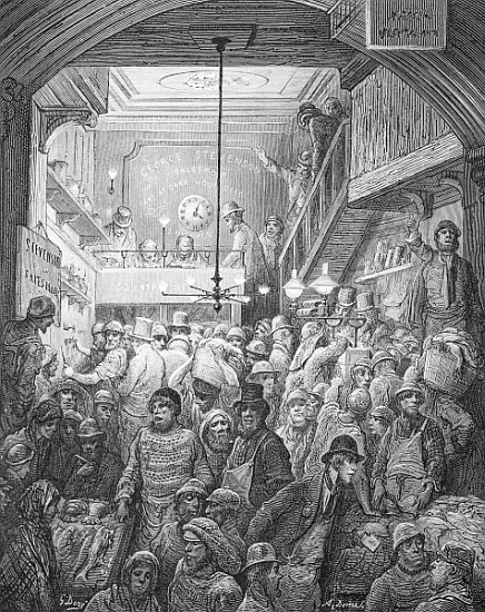 Billingsgate - Early Morning, from ''London, a Pilgrimage'', written by William Blanchard Jerrold (1 van (after) Gustave Dore