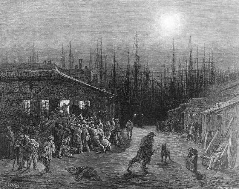 The Docks Night Scene, from ''London, a Pilgrimage'', written by William Blanchard Jerrold (1826-84) van (after) Gustave Dore