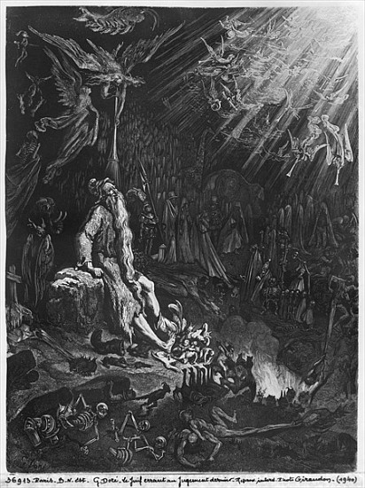 The Wandering Jew and the Last Judgement; engraved by Felix Jean Gauchard (1825-72) van (after) Gustave Dore