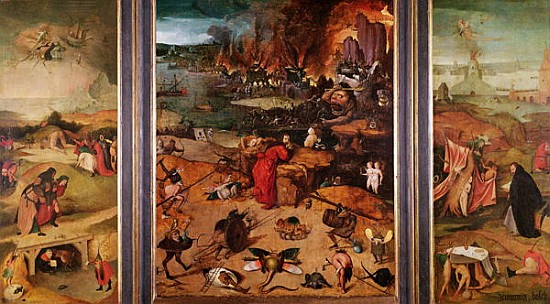 Triptych of the Temptation of St. Anthony van Hieronymus Bosch (school of geïnspireerd door)
