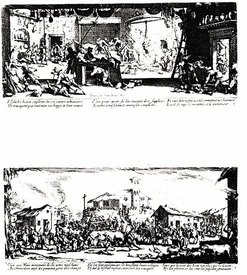The Pillage of a Farm and The Razing of a Village, plates 5 and 7 from ''The Miseries and Misfortune van (after) Jacques Callot