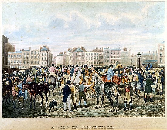 A View in Smithfield ; engraved by F.C. & C. Lewis van (after) Jacques Laurent Agasse