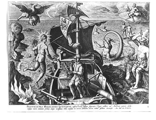 Ferdinand Magellan (c.1480-1521) on board his caravel van (after) Jan van der (Joannes Stradanus) Straet