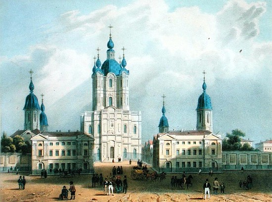 The Smolny Cloister in St. Petersburg, printed Edouard Jean-Marie Hostein (1804-89), published by Le van (after) Jean-Baptiste Bayot