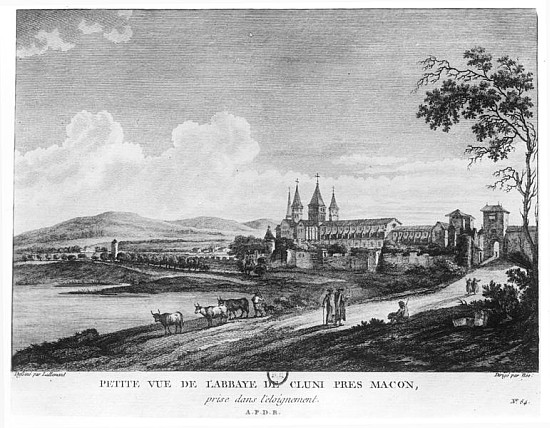 View of Cluny Abbey, from ''Voyage Pittoresque de la France'' ; engraved under direction of Francois van (after) Jean-Baptiste Lallemand