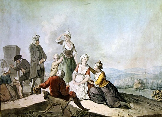 Voltaire Conversing with the Peasants in Ferney van (after) Jean Huber