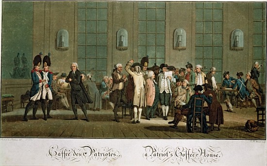 A Patriot''s Coffee House (1st edition print) (19th century) van (after) Jean Baptiste Morret
