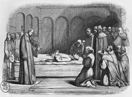 Death of Abelard, illustration from ''Lettres d''Heloise et d''Abelard'' van (after) Jean Francois Gigoux
