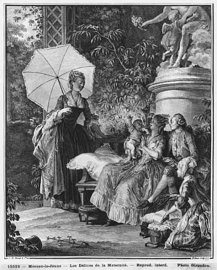 The delights of motherhood; engraved by Isidore Stanislas Helman (1749-1809) 1776 van (after) Jean Michel the Younger Moreau