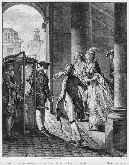The Precautions; engraved by Pietro Antonio Martini (1739-97) van (after) Jean Michel the Younger Moreau