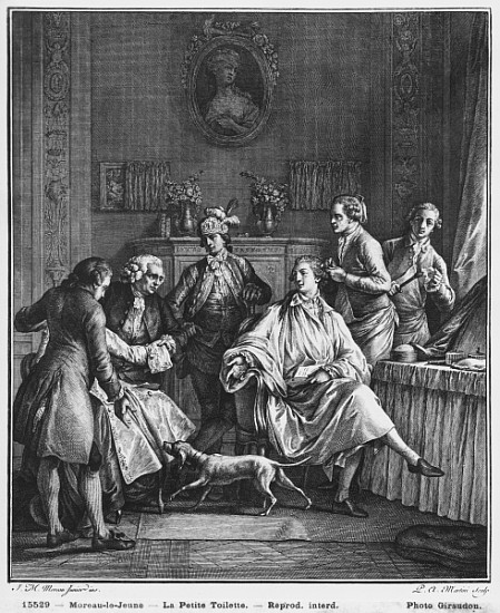 The Small Toilette; engraved by Pietro Antonio Martini (1739-97) van (after) Jean Michel the Younger Moreau