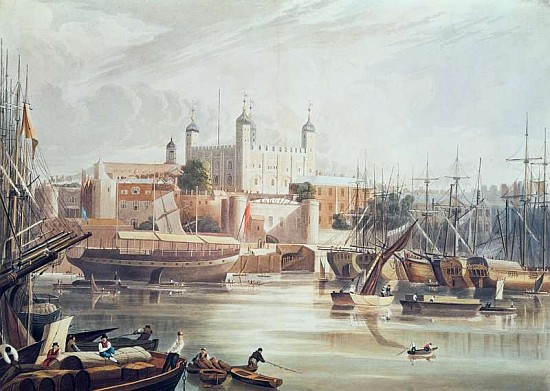 View of the Tower of London; engraved by Daniel Havell (1785-1826) pub. in Ackermann''s Repository o van (after) John Gendall