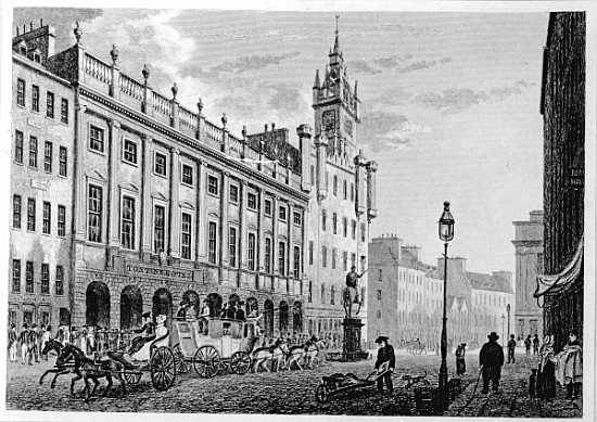 View of The Town Hall, Exchange, Glasgow; engraved by Joseph Swan van (after) John Knox