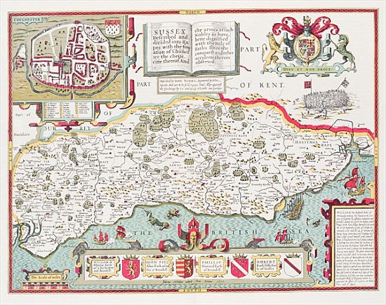 Sussex; engraved by Jodocus Hondius (1563-1612) from John Speed''s Theatre of the Empire of Great Br van (after) John Speed