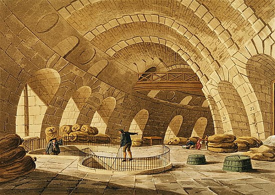 The Wheat Store, Rue de Viarmes; engraved by I. Hill van (after) John Claude Nattes