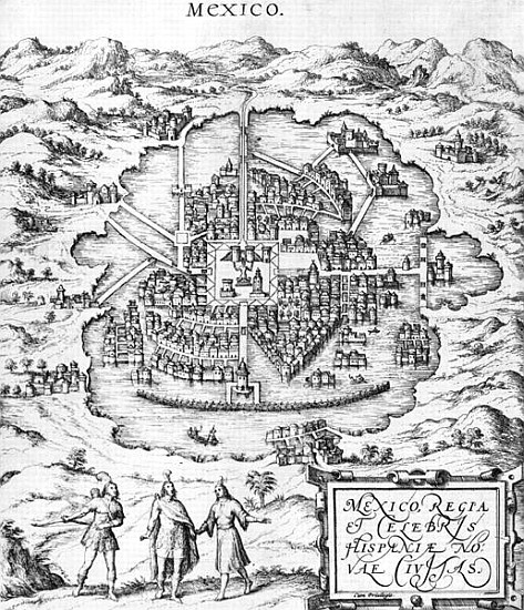 Map of Mexico, illustration from ''Civitates Orbis Terrarum'' Georg Braun (1541-1622) and Frans Hoge van (after) Joris Hoefnagel
