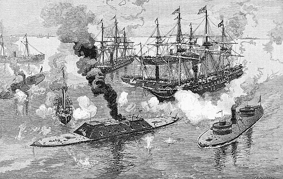 Surrender of the ''Tennessee'', Battle of Mobile Bay, illustration from ''Battles and Leaders of the van (after) Julian Oliver Davidson