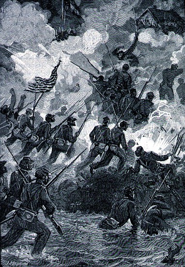 The Night Assault on Battery Wagner, July 18th 1863; engraved by C. H. Reed, illustration from ''Bat van (after) Julian Oliver Davidson