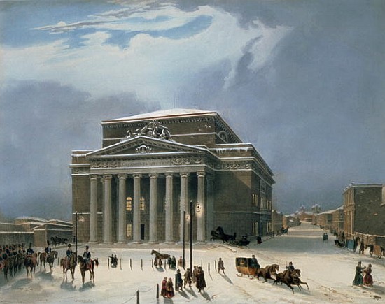 The Bolshoi Theatre in Moscow, printed Lemercier, Paris, 1840s van (after) Louis Jules Arnout