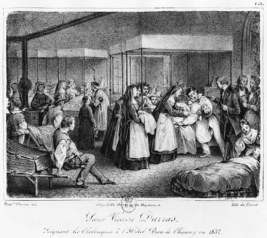 Sister Victoire Darras tending the cholera victims at the Hotel-Dieu of Chauny van (after) Napoleon Thomas