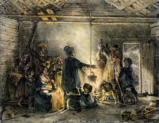 Interior of a Coal-Miner''s Hut; engraved by Godefroy Engelmann (1788-1839) 1829 van (after) Nicolas Toussaint Charlet