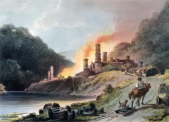 Iron Works, Coalbrookdale; engraved by William Pickett, c.1805 van (after) Philippe de Loutherbourg