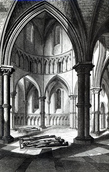 Interior of the Temple Church showing the effigies of the Knights9b/w photo) van (after) R.W. Billings