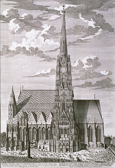 View of St. Stephan''s Cathedral, Vienna ; engraved by George-Daniel Heumann (1691-1759) van (after) Salomon Kleiner