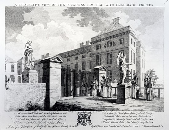 A perspective view of the Foundling Hospital; engraved by Edward Rooker van (after) Samuel Wale