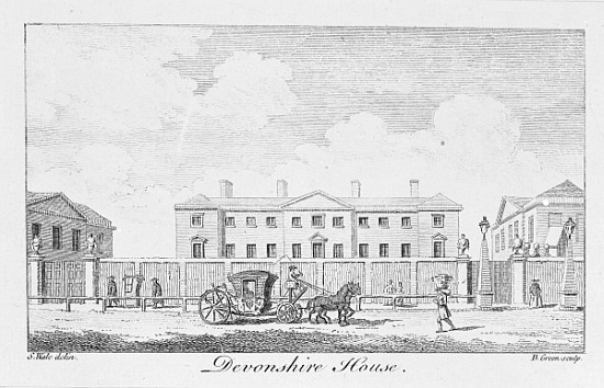 Devonshire House; engraved by Benjamin Green van (after) Samuel Wale