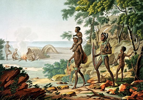 Port Jackson, New Holland: Aboriginal Family, from ''Voyage Autour du Monde sur les Corvettes de L'' van (after) Sebastien (Denis Sebastien) Leroy