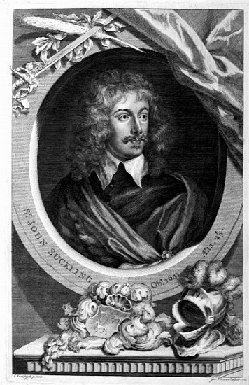 Sir John Suckling; engraved by George Vertue van (after) Sir Anthony van Dyck