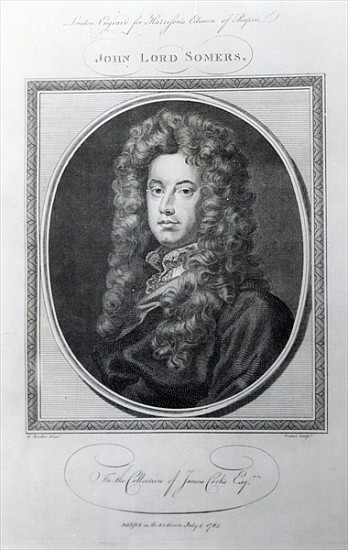 John, Lord Somers; engraved by John Golder van (after) Sir Godfrey Kneller