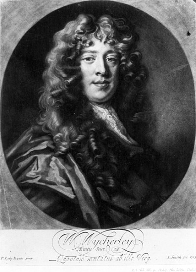 William Wycherley; engraved by John Smith van (after) Sir Peter Lely