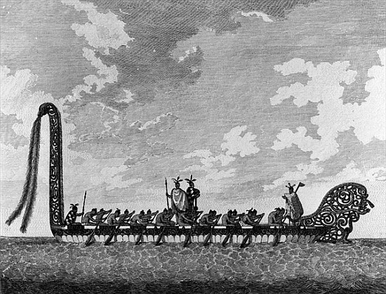 A War Canoe of New Zealand, c.April 1770, from ''A Collection of Drawings made in the Countries visi van (after) Sydney Parkinson