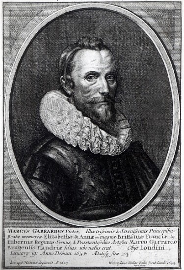 Self Portrait; engraved by Wenceslaus Hollar van (after) the Younger Gheeraerts Marcus