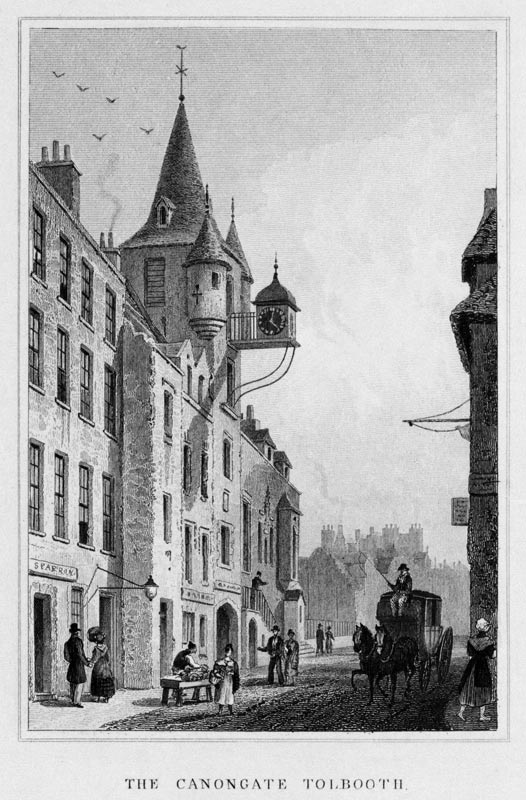 The Canongate Tolbooth, Edinburgh; engraved by Thomas Barber van (after) Thomas Hosmer Shepherd