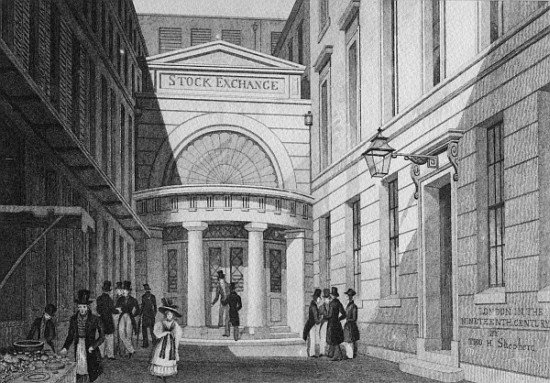 Stock Exchange, London, from ''Metropolitan Improvements; or London in the nineteenth century'', c.1 van (after) Thomas Hosmer Shepherd