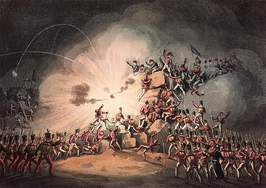 Storming of Ciudad Rodrigo, 19th January, 1813 aquatinted by Thomas Sutherland (b.c.1785) van (after) William Heath