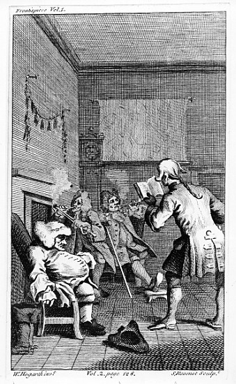 Corporal Trim reading a sermon, frontispiece to ''The Life and Opinions of Tristram Shandy, Gentlema van (after) William Hogarth